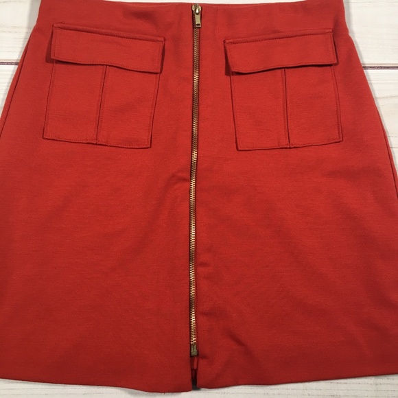 BANANA REPUBLIC Orange Zip Mini Skirt Size 2 - Picture 3 of 7